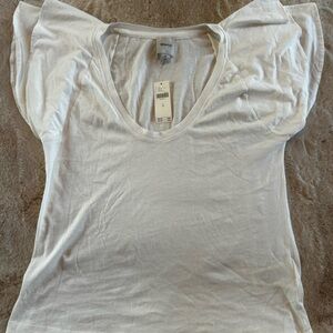 Maeve White Ruffled Short Sleeve T-Shirt